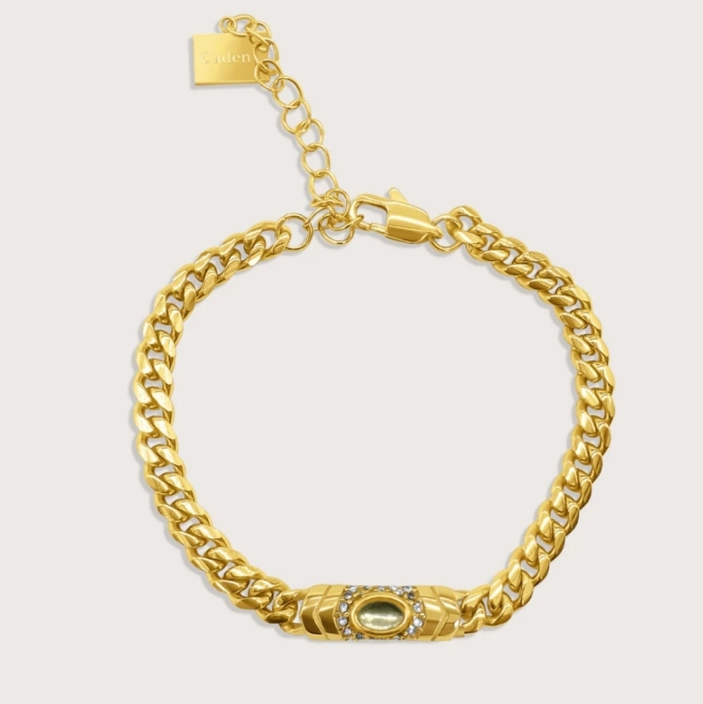 Raena Stones Cadena Bella Bracelet - Gold White New NIB